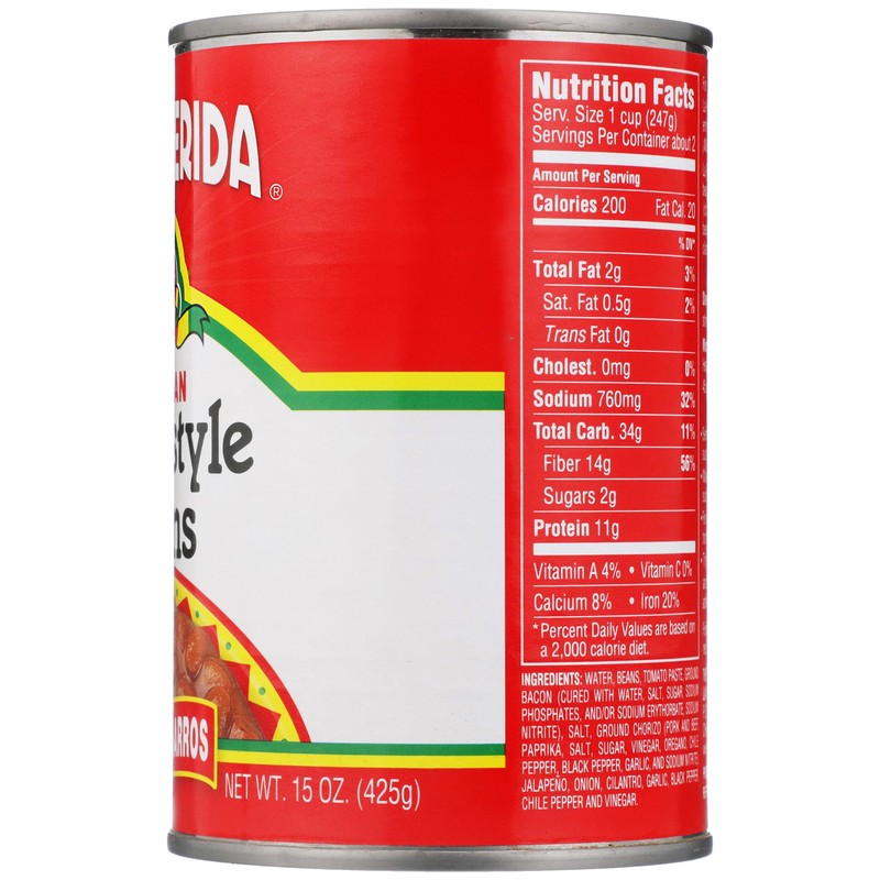La Preferida Mexican Foods Homestyle Beans, Frijoles Charros, 15 OZ.