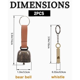 KGDUYC Pack of 2 Bear Bell and Whistle, Loud Bear Bell, Emergency Whistle, Bear Bell, Hiking for Camping, Outdoor, Survival, Hiking, Fishing, Climbing