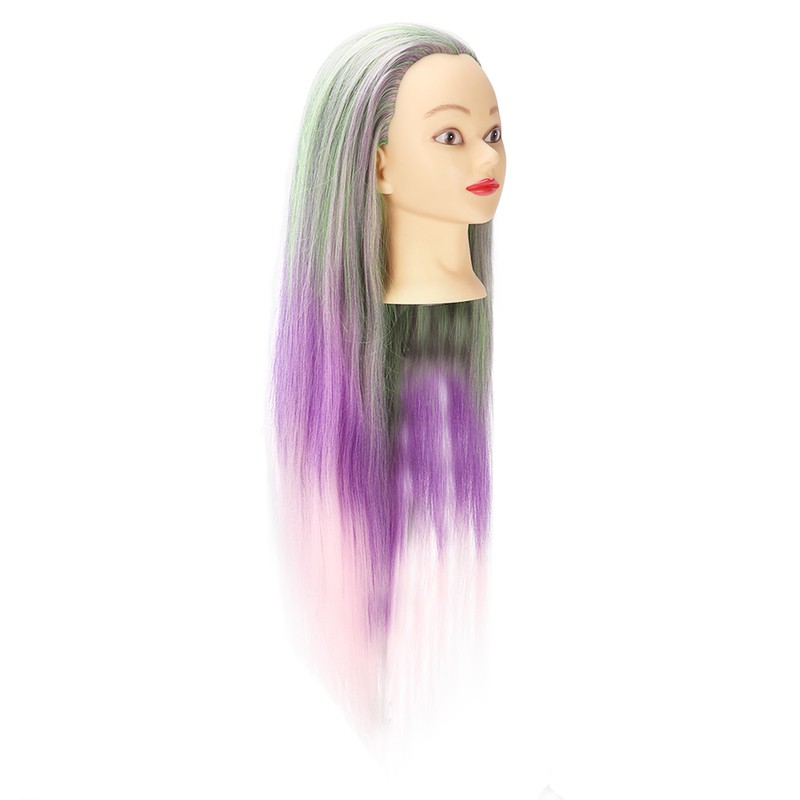 Green Purple Gradient Wig Hair Mannequin Head Hairdressing Styling Training