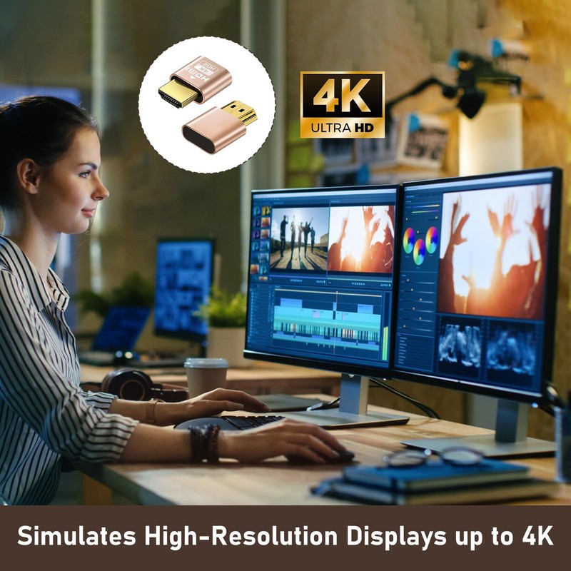 2 PCS HDMI Dummy Plug, 4K@60Hz Display Emulator, Headless Virtual