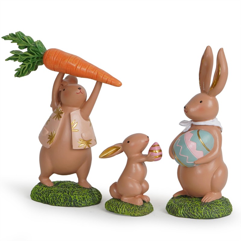 Hodao 3 PCS Easter Bunny Family Decorations Spring Easter Rabbit