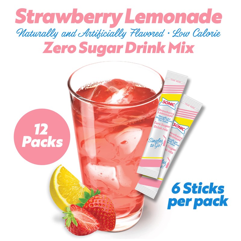 Sonic Singles To Go Powdered Drink Mix, Strawberry Lemonade, 6