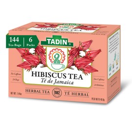 Tadin Hibiscus Herbal Tea, Caffeine Free, 24 Tea Bags Per Box, Pack of 6