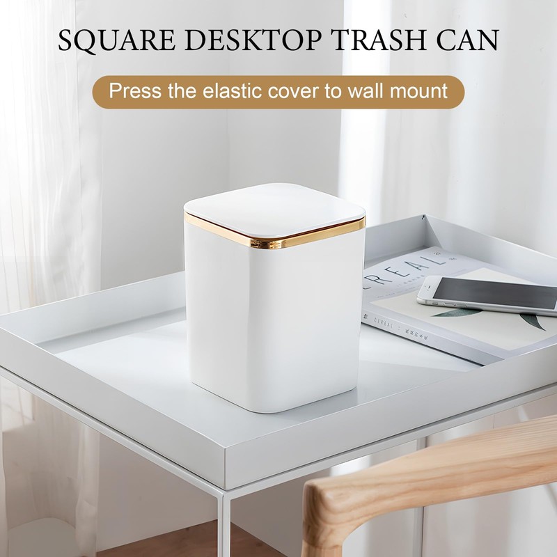 Tolenre Small Table Bin with Lid, 2 L, Mini Table