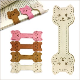 ALEACAR Magnetic Leather Bookmarks for Reading, Cute Cat Face Shape Magnet Bookmark Clips for Women, Men, Kids, Magnetic Book Marks, Gifts for Book Lovers Teachers Students (1 Pack, White)