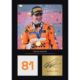 Oscar Piastri Gift Signed A4 Print Display Framed Formula 1 Gifts Digitally Reproduced Signature Mclaren Formula 1 Racing Team Gift (Framed)