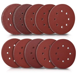 Navaris 100 pcs Sanding Sheets - Assorted P40, 60, 80, 100, 120 to 400 Grit Sand Paper for Wood Metal Hook and Loop Pads for Orbital Sander 125mm