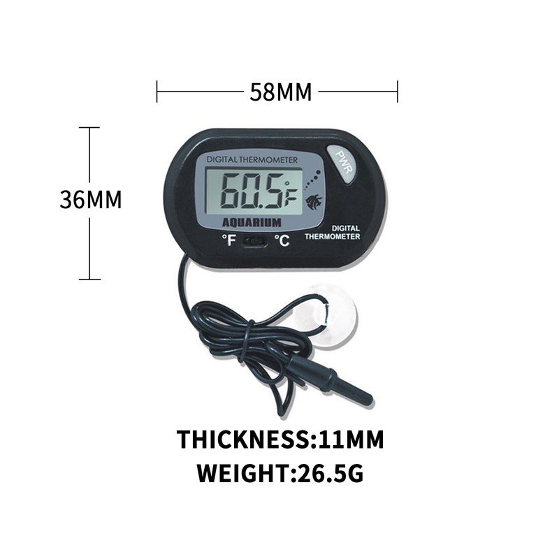 2-Pack Digital Aquarium Thermometers with Probe & Suction Cup -