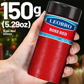 LEOBRO Red Glitter, Glitter, 150g/5.29oz Red Fine Glitter, Craft Glitter, Glitter for Crafts, Resin Art Crafts, Body, DIY Valentine Decorations, Rose Red Glitter