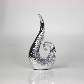 The Leonardo Collection Resin Stylish Silver Swirl Textured Diamonte Bling Decorative Sculpture Ornament Gift