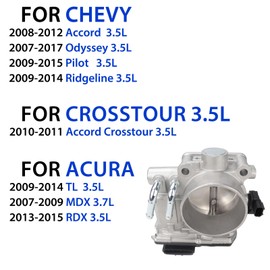 Throttle Body for Honda Accord 3.5 2008-2012, Odyssey 3.5 2007-2017, Pilot 3.5 2009-2015, Ridgeline 3.5 2009-2014, Acura TL 3.5 2009-2014, MDX 3.7 2007-2009, RDX 3.5 2013-2015