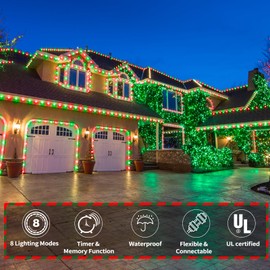 150ft LED Rope Lights Outdoor, 1080 LED Connectable and Flexible Tube Lights with 8 Modes, Waterproof LED Rope Lighting for Garden Patio Pool Bedroom PartyIndoor Outdoor Christmas Decor (Red & Green)