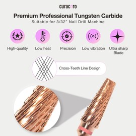 Curacoro Cuticle Nail Drill Bit 3/32'' - 5-in-1 Nail Bit Pro XXC+XXF for Professional Finish, Refine & Smooth Acrylic or Gel Nails, Nail Art Pedicure Manicure Salon & Home