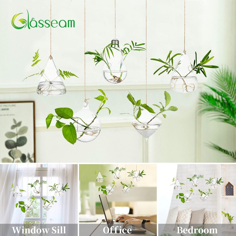 Glasseam Hanging Planters Glass Terrarium: 5Pcs Modern Plant Propagation Stations