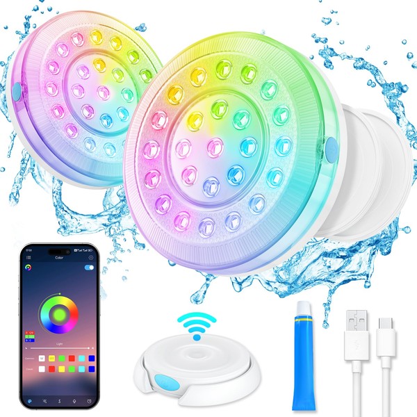 Homly Rechargeable Submersible Pool Lights with Wireless APP Control, Waterproof
