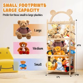 Ligebul Stuffed Animal Storage, Extra Large Stuffed Animal Cage Wooden Stuffed Animal Zoo Storage Holder Stuff Animal Organizer for Plushies Playroom Bedroom