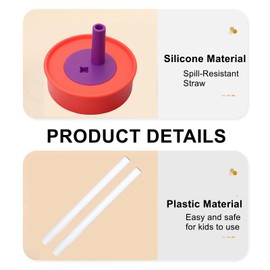 Compatible with Owala Kids Replacement Lid,Silicone Replacement Lid Fit for Owala Kids Insulation Stainless Steel Tumbler 12 Oz 15 Oz,with Spill Resistant Flexible Straw,Dishwasher Safe,Purple,2Set.