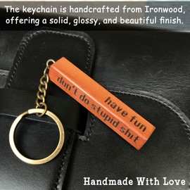 Funny Don't Do Stupid St Stocking Stuffer - Drive Safe Keychain for Teen Boy Girl - Engraved Wooden Keychain Gift for Son, Daughter, Grandson, Nephew - Sweet 16 Birthday Valentines Christmas Gifts