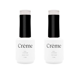 Top Coat Crème Nails Kit Avanzado de Esmaltes de Gel Profesional | (Base y Top Coat) de Larga Duración para Acabado Tipo Salón y Manicure en Casa