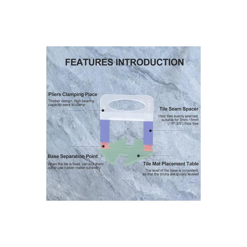 Tile Leveling System 1/16”Kit 1400pcs Tile Leveler Spacers Clips +320pcs