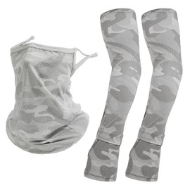 UV Face Mask Cooling Arm Sleeves for Men Women, Ice Silk Neck Gaiter Set Face Cover Scarf for All Weather Hunting Fishing Hiking Cycling