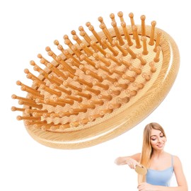 Bamboo Brush,Kopfhautkamm,Haarkamm Kopfhaut,Bambus Haarbürste,Ambus Bürste,Holzmassagekamm,Bambus Kopfhautmassagegerät,Holzhaarbürste Kopfhautbürste,Fur Eduzieren Frizz Massage Kopfhaut