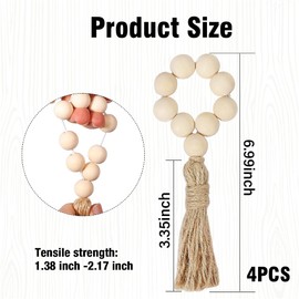 HOLIV Pack of 4 Tassel String Napkin Holder- Stylish Wood Beads Table Decor - Ideal for Wedding or Home