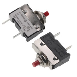 RKURCK 125/250V AC 50V DC Push Button Thermal Circuit Breaker 5 Amps, Overload Protection Quick Connect Terminals Manual Reset Switch for Motor Blender Upright Vacuum Cleaner Coffee Grinder 5A