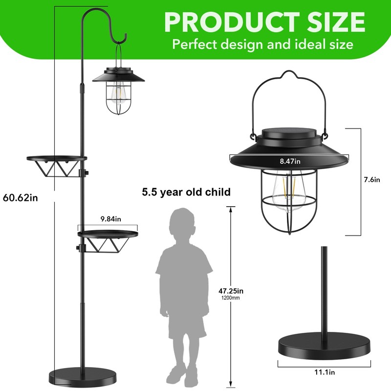 Kirschblüte 60" Solar-Powered Waterproof Outdoor Floor Lamp with Built-in Plant