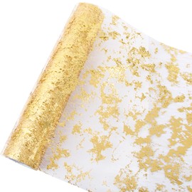 BETESSIN Gold Table Runner 29 cm x 9 m Table Runner Birthday Table Runner Gold Foil Table Decoration for Weddings, Birthdays, Christmas, Golden Wedding Decoration and Much More