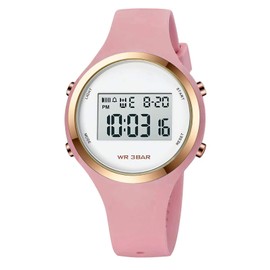 Women LED Display Elecreonic Watch Fashion Chrono Alarm Digital Clock Woman Outdoor Sport Wirstwatch (A-Light Coffee)