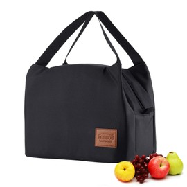 Aosbos Black Lunch Bags for Women Teens Insulated Lunch Box Men Adult Lunchbox Lunch Tote Reusable Meal Prep Container Bag Bento Box Cooler Bag for Work Office Picnic Loncheras Para Hombres Mujer