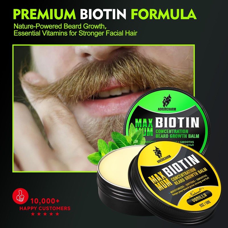 aokur 2 Pack Beard Balm for Men – Vanilla &