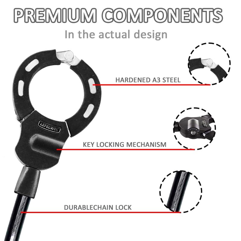 Electric Scooter Lock,Scooter Locks Anti Theft,14mm Thick for E-Scooter, Electric