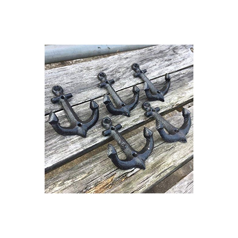 Facaler Nautical Cast Iron Ship Anchor Weathered Nautical Wall Hooks