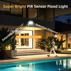 Aigostar 20 W LED Spotlight with Motion Sensor Outdoor, Pack of 2, 1650 lm, 4000 K Natural White Outdoor Spotlight, IP65 Waterproof Spotlight, Floodlight for Indoor and Outdoor Use, Garden, Courtyards