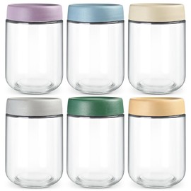 HIGLASTO Glass Jars For Overnight Oats, 16oz Food Storage Containers Mason Jars with Airtight Lids for Chia Seed Pudding, Yogurt, Meal Prep (Set of 6)