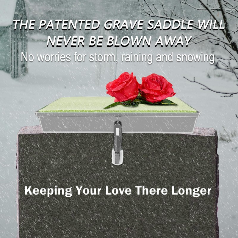 Cemetery Saddles for Grave Headstone, 1 Monument Saddle Holder 2