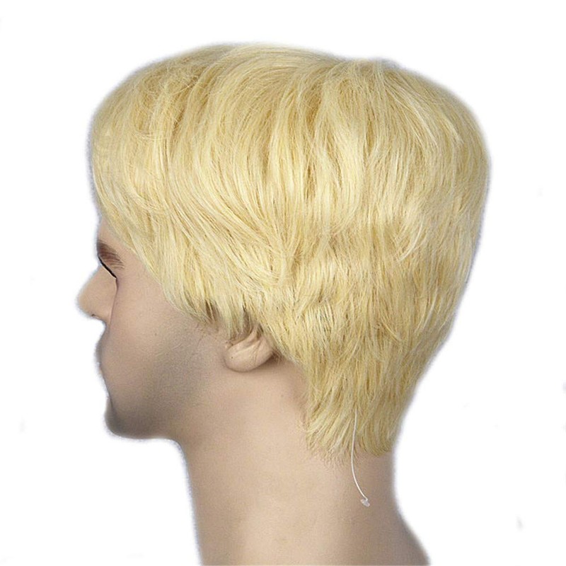 Lydell Short Straight Synthetic Wigs with Bangs for Men Blonde