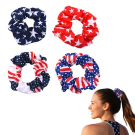 4 PCS American Flag Hair Scrunchies Star and Stripes Hair Ties Independence Day Elastic Hair Band 4th July Scrunchy Ponytail Holders Patriotic Hair Bobbles for Women Girls