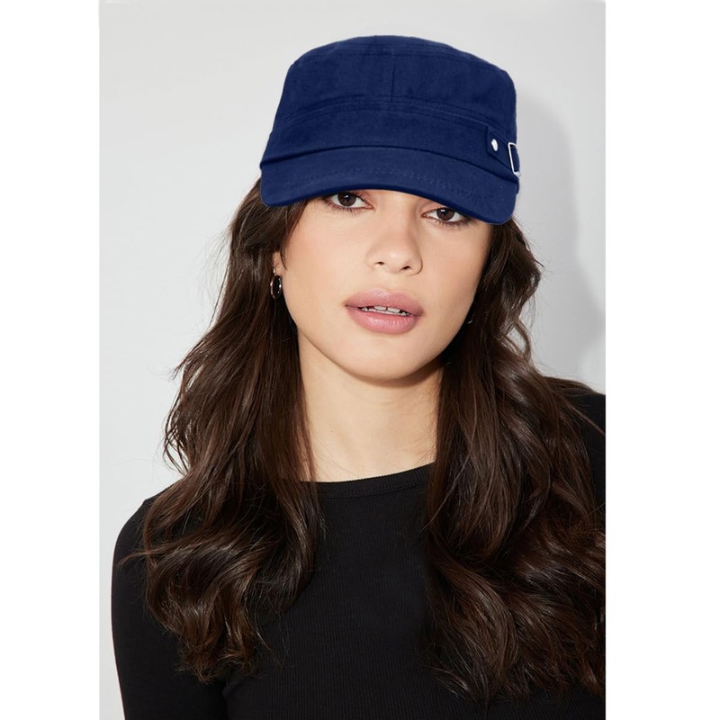 WULIQIUQIU Army Cadet Cap for Men Women Military Flat Top