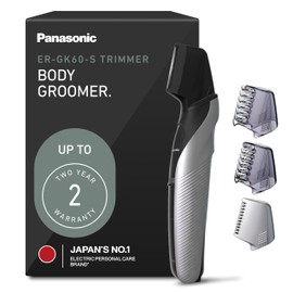 Panasonic Electric Body Groomer and Trimmer for Men, Cordless Washable Wet Dry Groomer with 3 Comb Attachments, Black ER-GK60-S