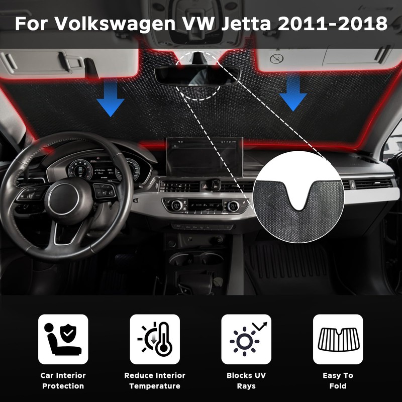 ZOIBV Windshield Sun Shade for Volkswagen VW Jetta 2011-2018 -