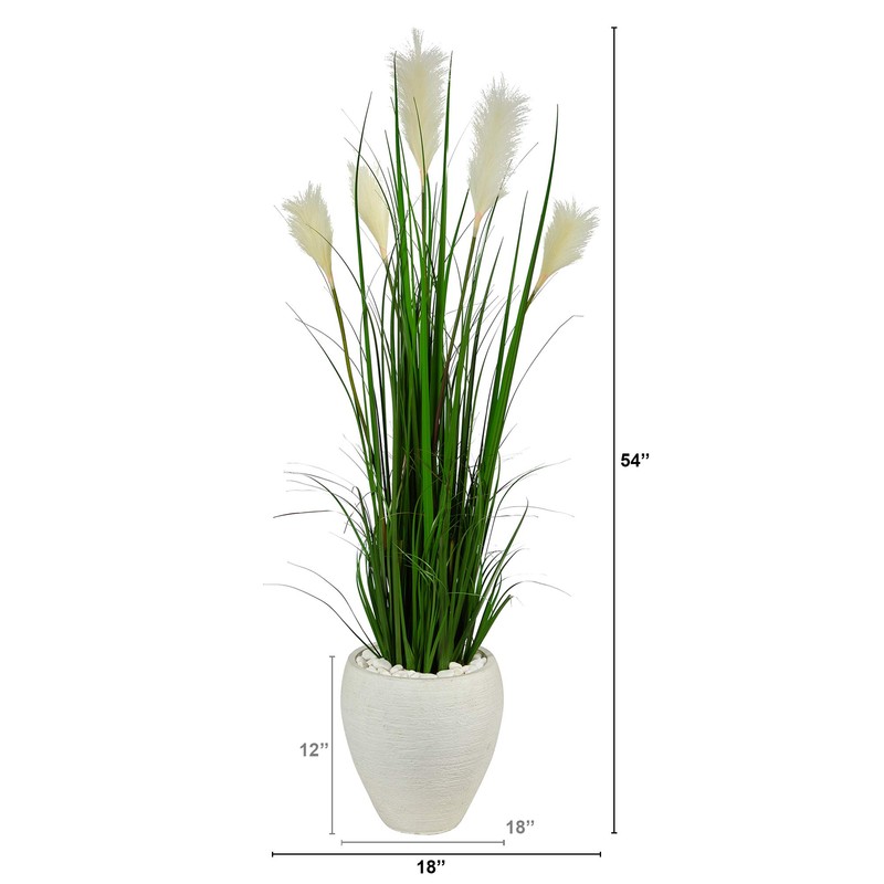 Nearly Natural 4.5ft. Wheat Plume Grass Artificial Plant in White