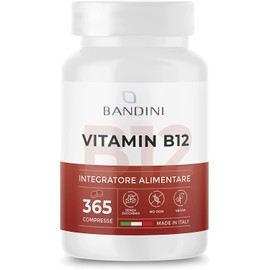 Bandini® Vitamin B12 365 Vegan (1 Year Coverage) - Methylcobalamin 1000 µg - 100% Vegan Tablets - VIT B 12 Supplement - Energy Metabolism, Physical and Mental Tiredness