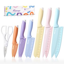 Hancorys Knife Set, 13PCS Kitchen Knife Set with Healthy Non-Stick and Anti-Rust Coating, Stainless Steel Chef Knife Set with 6 Blade Guards, Dishwasher Safe, Perfect Kitchen Gifts
