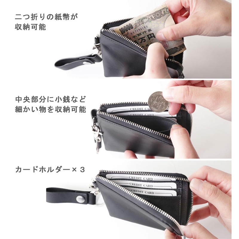 Mieno Men's Women's Compact Genuine Leather Mini Pouch Multi-Case Wallet