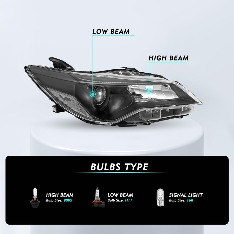 TUSDAR Fits For 2015 2016 2017 2015-2017 Toyota Camry Headlights