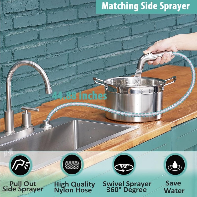 Kitchen Faucets, Kitchen Faucet with Sprayer, Brushed Nickel Kitchen Sink