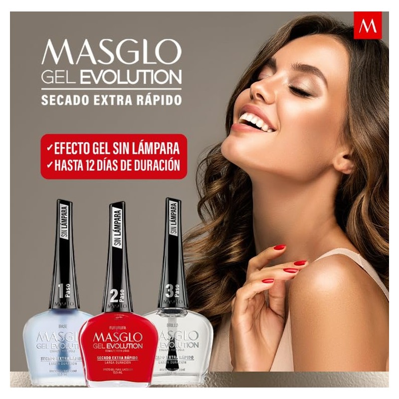 Masglo Esmalte de Uñas Gel Evolution Secado Extra Rápido 13,5mL,